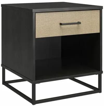 Kelly Nightstand with 1 Drawer and a Black Metal Base