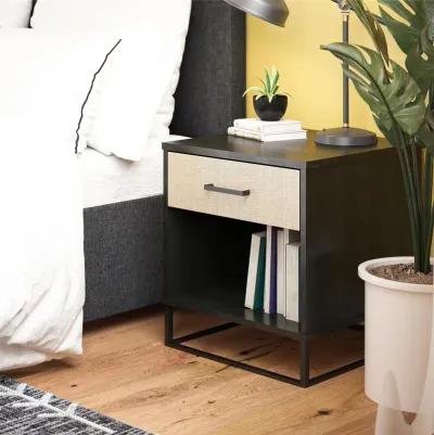 Kelly Nightstand with 1 Drawer and a Black Metal Base