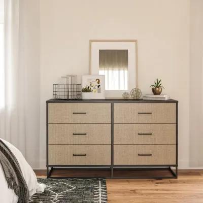 Kelly 6 Drawer Dresser With Metal Hardware and Base