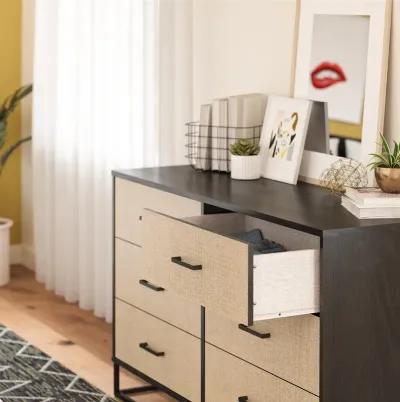 Kelly 6 Drawer Dresser With Metal Hardware and Base