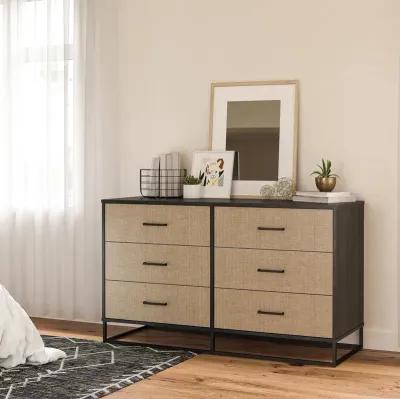 Kelly 6 Drawer Dresser With Metal Hardware and Base