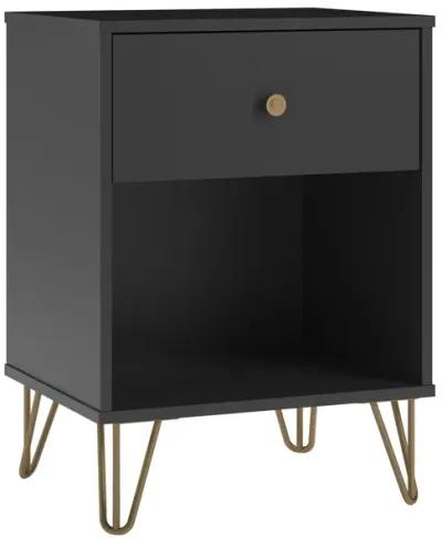 Owen Nightstand with 1 Drawer and Gold Hairpin Legs