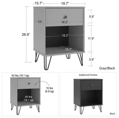 Owen Nightstand with 1 Drawer and Gold Hairpin Legs