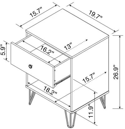 Owen Nightstand with 1 Drawer and Gold Hairpin Legs