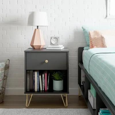 Owen Nightstand with 1 Drawer and Gold Hairpin Legs