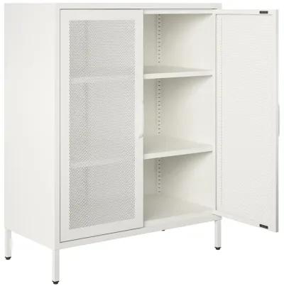 Shadwick 2 Door Metal Locker Accent Storage Cabinet-Mesh Metal Doors