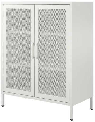 Shadwick 2 Door Metal Locker Accent Storage Cabinet-Mesh Metal Doors