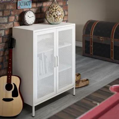 Shadwick 2 Door Metal Locker Accent Storage Cabinet-Mesh Metal Doors