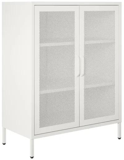 Shadwick 2 Door Metal Locker Accent Storage Cabinet-Mesh Metal Doors