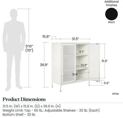 Shadwick 2 Door Metal Locker Accent Storage Cabinet-Mesh Metal Doors