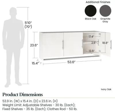 Camberly 3 Door Wall Cabinet with Hanging Rod