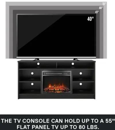 Hendrix 55 Inch TV Stand with Electric Fireplace Insert and 6 Shelves