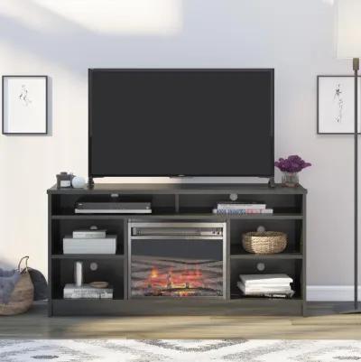 Hendrix 55 Inch TV Stand with Electric Fireplace Insert and 6 Shelves