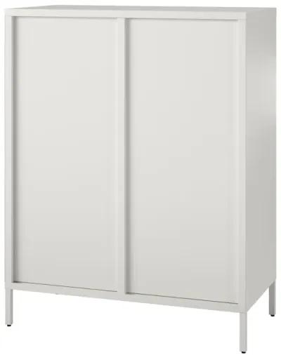 Shadwick 2 Door Metal Locker Accent Storage Cabinet-Fluted Glass Doors