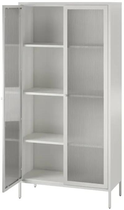 Shadwick 2 Door Tall Metal Locker Style Storage Cabinet-Fluted Glass Doors