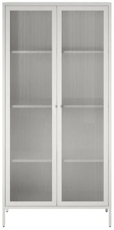 Shadwick 2 Door Tall Metal Locker Style Storage Cabinet-Fluted Glass Doors