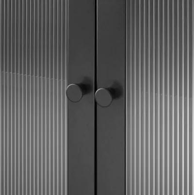 Shadwick 2 Door Tall Metal Locker Style Storage Cabinet-Fluted Glass Doors