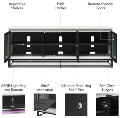 68 Inch Media Console with Beveled Steel Base for TVs up to 77 Inches