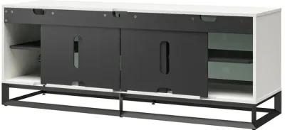 68 Inch Media Console with Beveled Steel Base for TVs up to 77 Inches