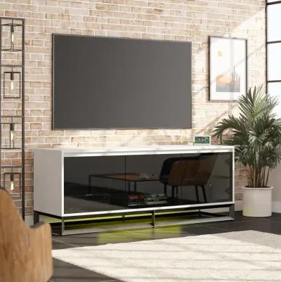 68 Inch Media Console with Beveled Steel Base for TVs up to 77 Inches