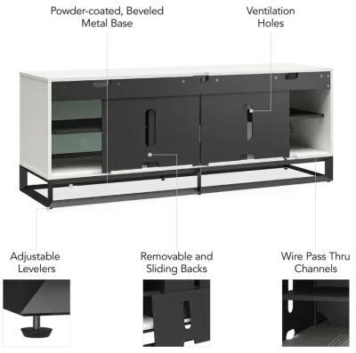 68 Inch Media Console with Beveled Steel Base for TVs up to 77 Inches