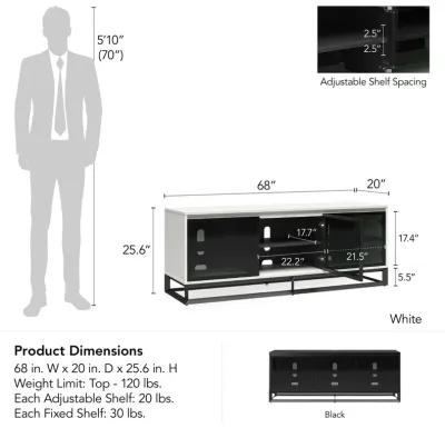 68 Inch Media Console with Beveled Steel Base for TVs up to 77 Inches