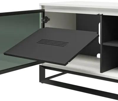 68 Inch Media Console with Beveled Steel Base for TVs up to 77 Inches