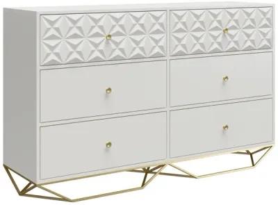 Blair 6 Drawer Dresser with Gold Geometirc Base