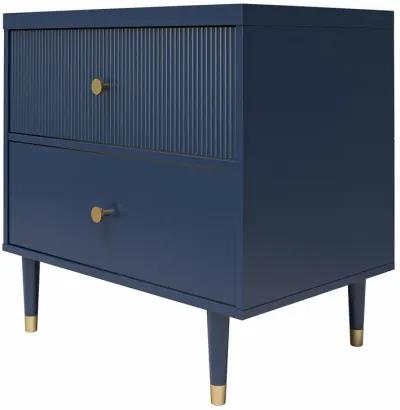 Elizabeth 2 Drawer Textured Nightstand with Gold Knobs