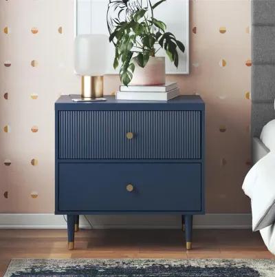 Elizabeth 2 Drawer Textured Nightstand with Gold Knobs