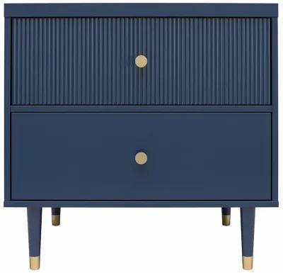 Elizabeth 2 Drawer Textured Nightstand with Gold Knobs