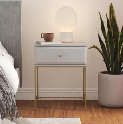 Effie Nightstand with 1 Drawer and a Gold Metal Base