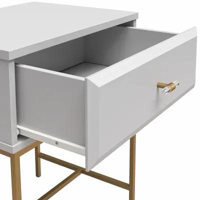 Effie Nightstand with 1 Drawer and a Gold Metal Base