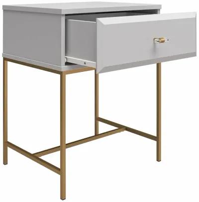 Effie Nightstand with 1 Drawer and a Gold Metal Base