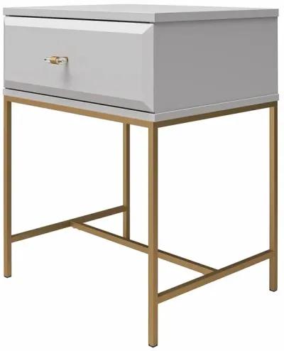 Effie Nightstand with 1 Drawer and a Gold Metal Base