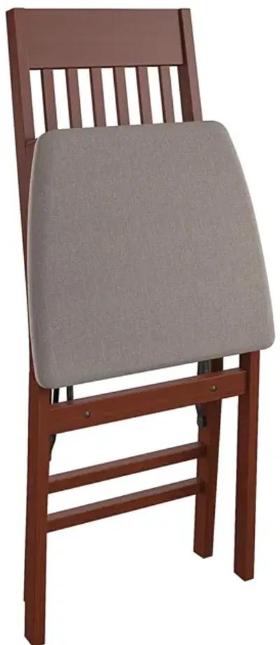 Mission Back Solid Wood Folding Chair with Fabric Padded Seat, Set of 2