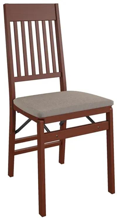 Mission Back Solid Wood Folding Chair with Fabric Padded Seat, Set of 2