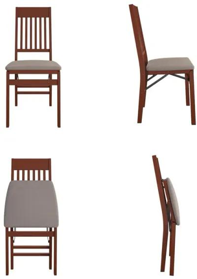 Mission Back Solid Wood Folding Chair with Fabric Padded Seat, Set of 2