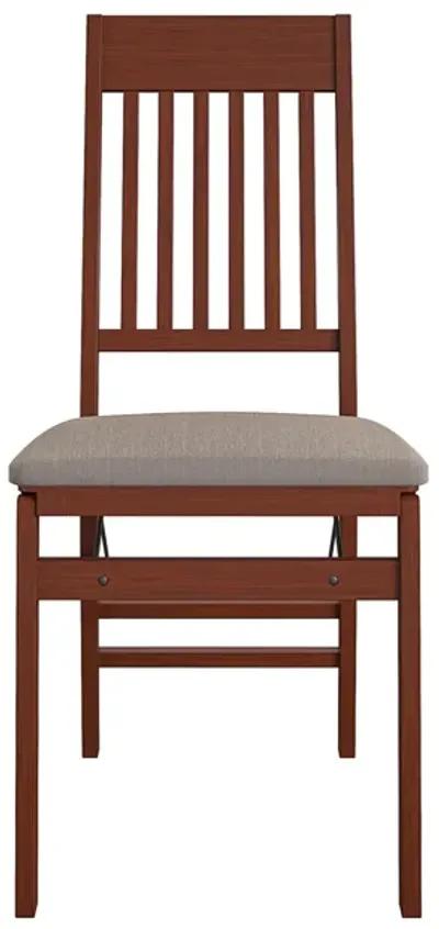 Mission Back Solid Wood Folding Chair with Fabric Padded Seat, Set of 2