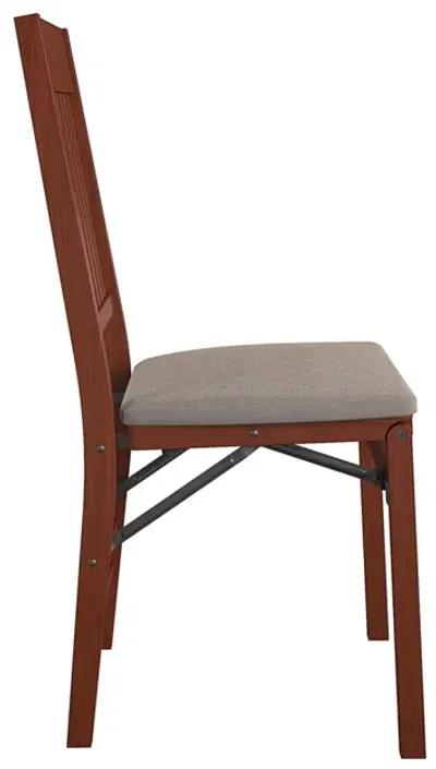 Mission Back Solid Wood Folding Chair with Fabric Padded Seat, Set of 2