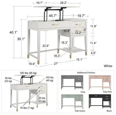 Westerleigh Lift-Top Computer Desk with Gold Accents