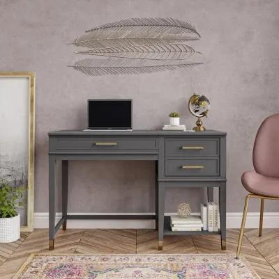 Westerleigh Lift-Top Computer Desk with Gold Accents