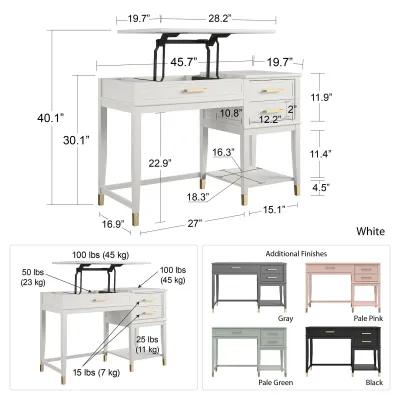 Westerleigh Lift-Top Computer Desk with Gold Accents