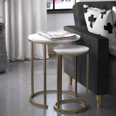 Amelia Round Nesting Tables with Gold Metal Base