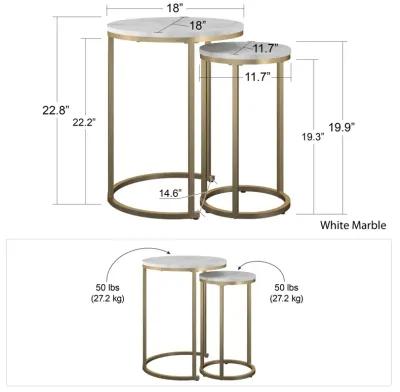 Amelia Round Nesting Tables with Gold Metal Base