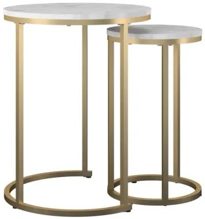 Amelia Round Nesting Tables with Gold Metal Base