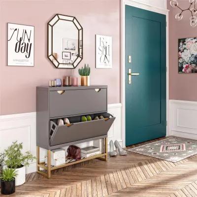 Brielle Entryway Shoe Storage with 2 Fold Out Drawers and a Bottom Shelf