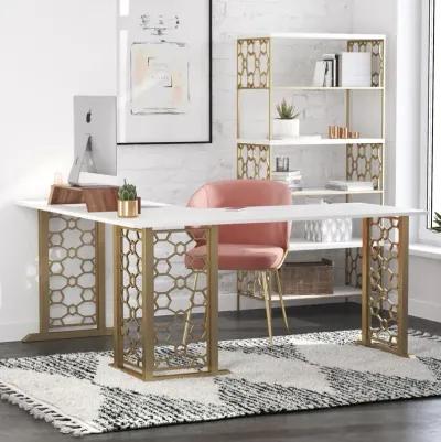 Ella L Shaped Desk with Metal Modern Design Base