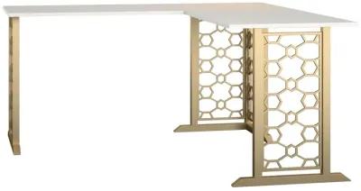 Ella L Shaped Desk with Metal Modern Design Base