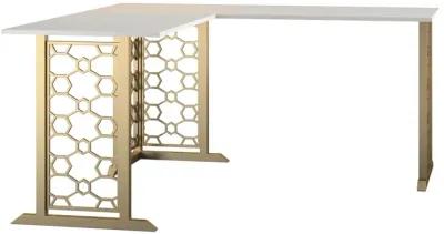 Ella L Shaped Desk with Metal Modern Design Base